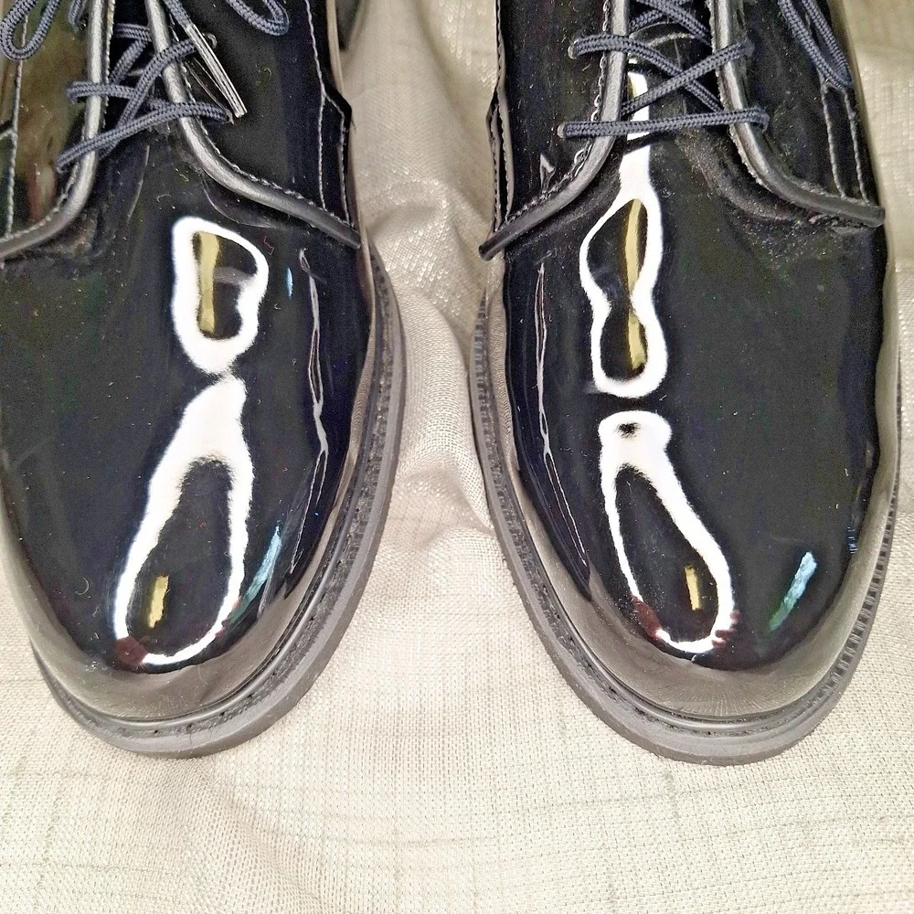 Bates Men's High Gloss Dress Black Shoes Oxford 10 D Patent Leather Shine USA